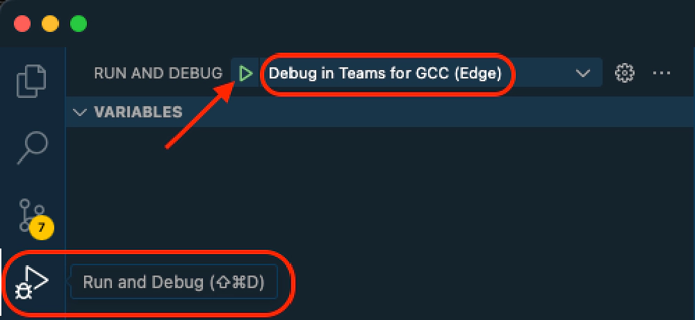 VSCode's Run and Debug panel VSCode's Run and Debug panel